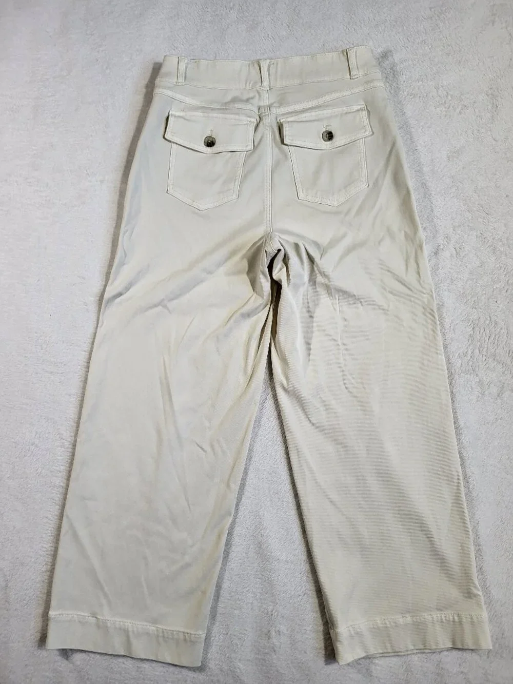 Spanx Stretch Twill Cropped Wide Leg Pants Off White size large - Picture 11 of 13